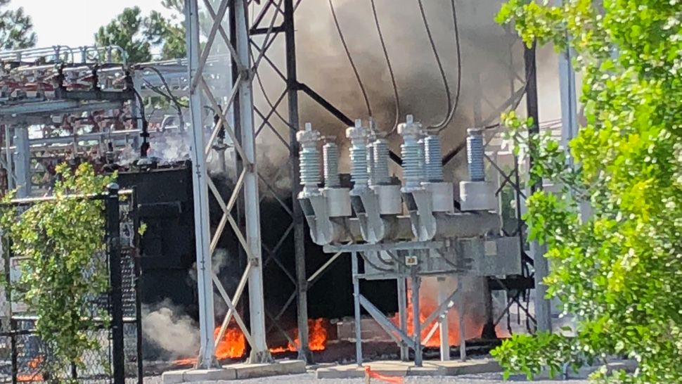 Fire at TECO Energy's East Bay Substation, Friday, July 27, 2018. (Photo courtesy Hillsborough County Fire Rescue)