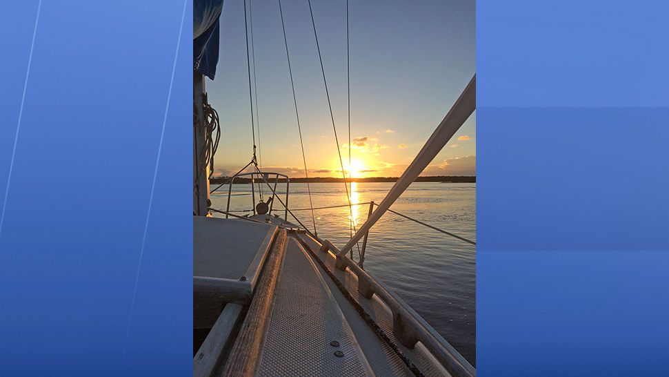 Submitted via the Spectrum News 13 app: A beautiful sunset was seen from a sailboat on Monday, Aug. 6, 2008. (Laura Holmes, staff)