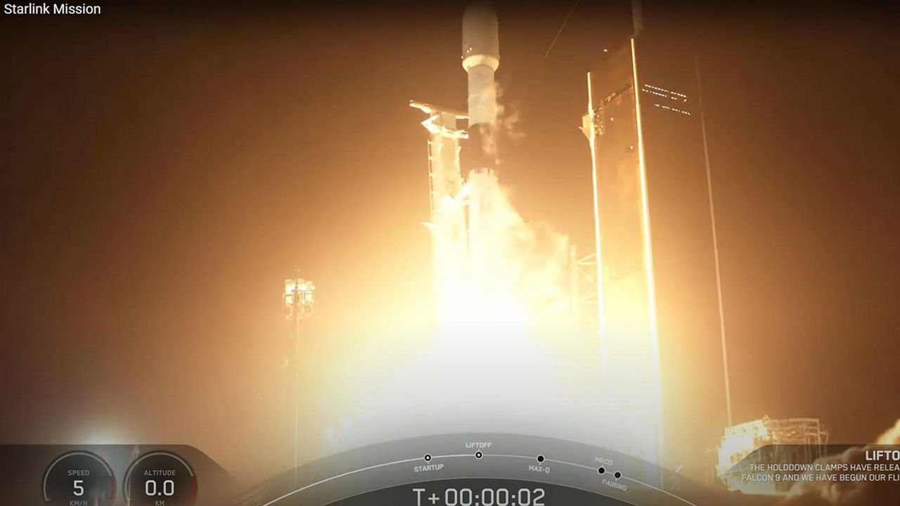 SpaceX’s Falcon 9 rocket sent 52 satellites to low-Earth orbit from the Kennedy Space Center’s Launch Complex 39A on Tuesday evening. (SpaceX)