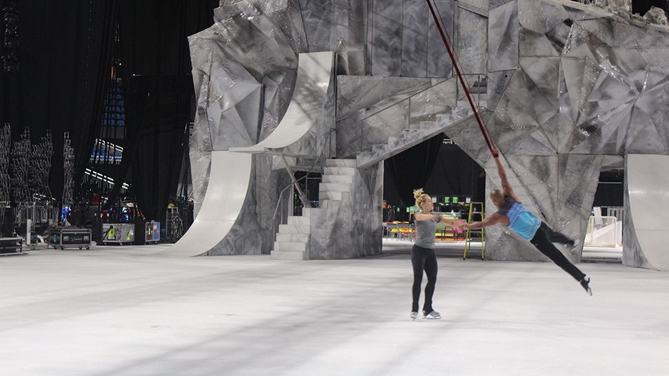 Performers for Cirque du Soleil's "Crystal" rehearse at the Amway Center, Wednesday, Aug. 1, 2018. 