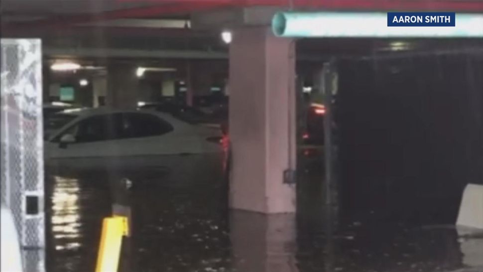 Three feet of water flooded the Vinoy valet parking garage Thursday night after heavy downpours. (Aaron Smith, viewer)