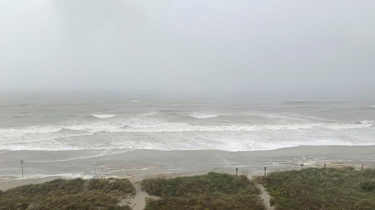 Bands of wind and rain from Hurricane Isaias make it to North Myrtle Beach, S. C., Monday, Aug. 3, 2020. The storm is expected to make landfall along the Carolina coast late Monday evening.