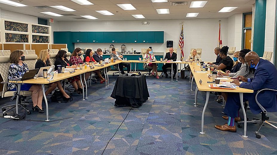 State lawmakers and Hillsborough School Board members meet in Tampa to talk about COVID-19 protocols, including masks. (Spectrum Bay News 9/Laurie Davison)