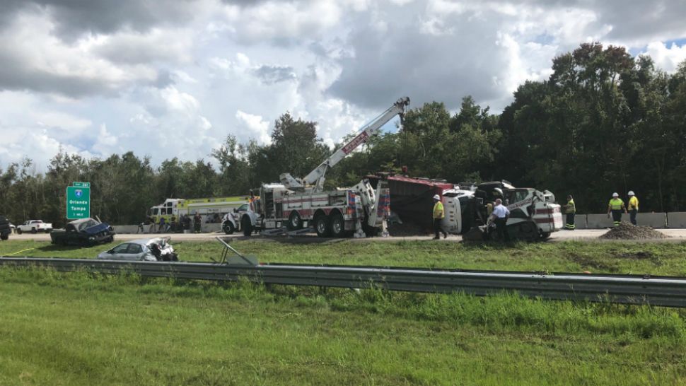 The crashes happened at about 2:30 p.m. Monday on Interstate 75 in Seffner. (Laurie Davison/Spectrum Bay News 9)