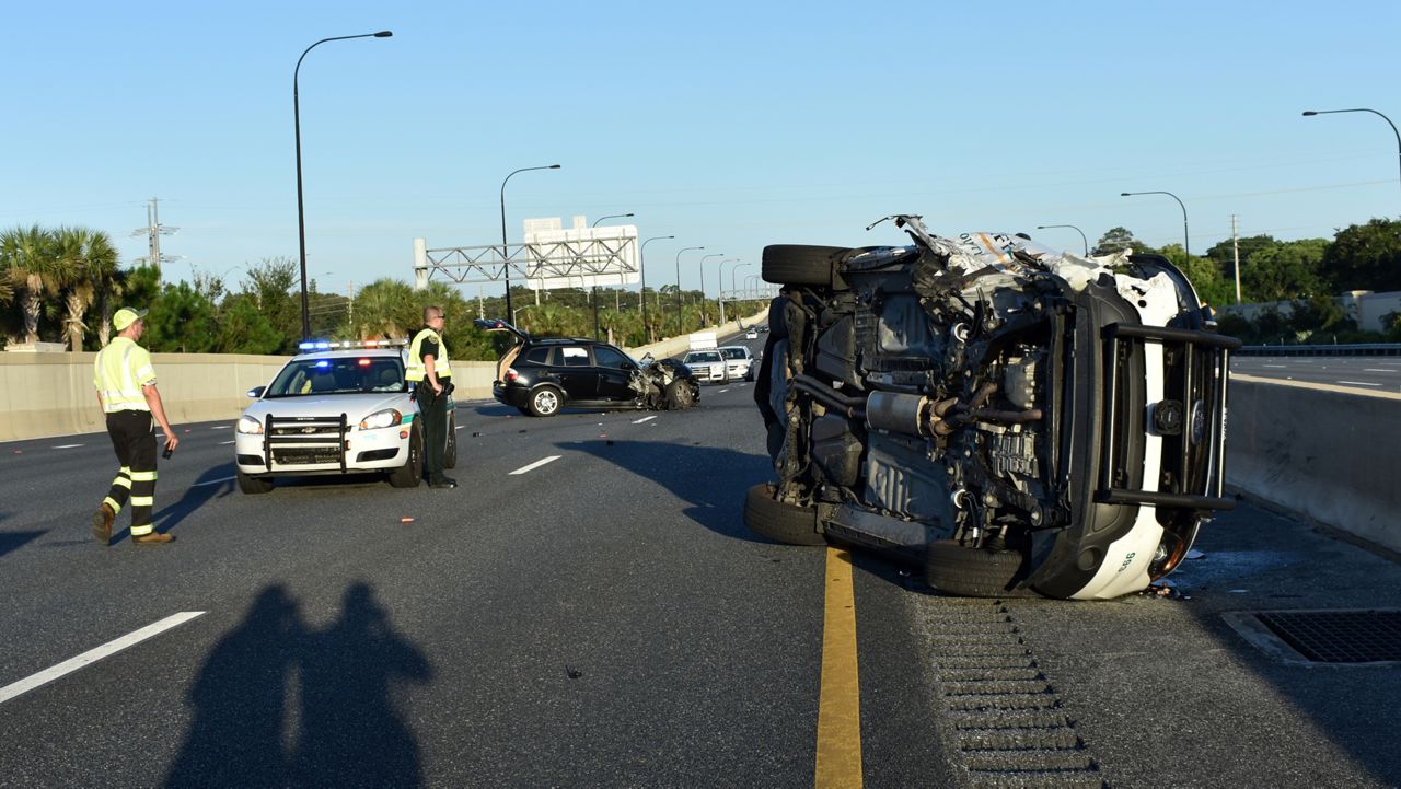An Orange County Deputy hit by a wrong way driver early Sunday morning. (Florida Highway Patrol)
