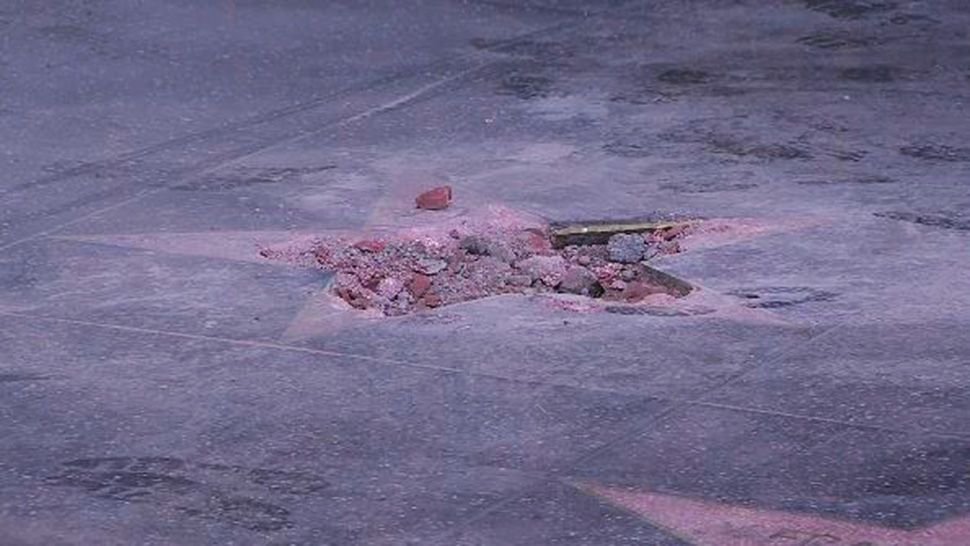President Donald Trump's star on the Hollywood Walk of Fame was destroyed late July by a man with a pickax. (CNN)