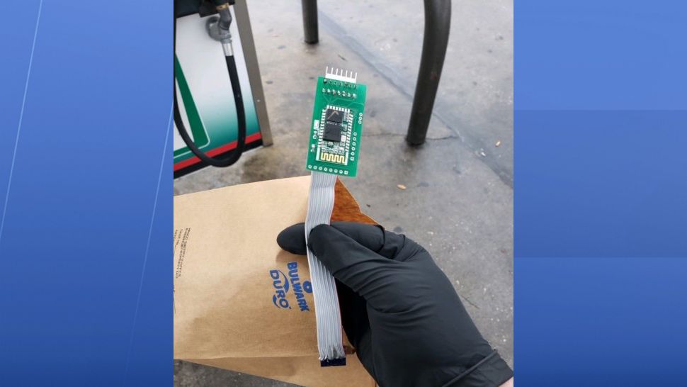 On Wednesday, deputies located nine skimmers on gas pumps at nine different locations, out of 147 gas stations that were checked countywide. (Pasco County Sheriff's Office)