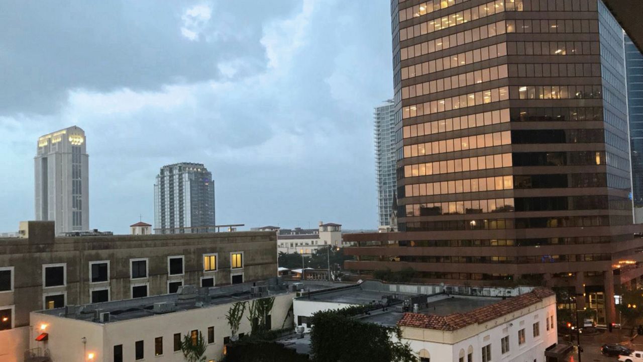 Storm clouds form over downtown Orlando on Wednesday, Aug. 07, 2018. (Tammie Fields, staff)