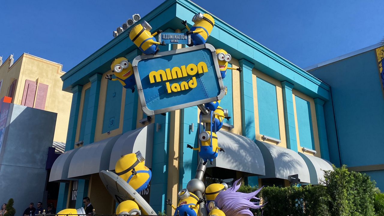 Minion Land sign at Universal Studios Florida. (Spectrum News/Ashley Carter)