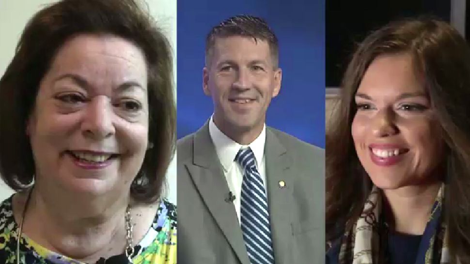 Terry Krassner, Jeff Larsen and Lisa Cane (left to right) are running for the Pinellas County School Board for District 2. All cite school safety as being a top initiative. (Spectrum Bay New 9)
