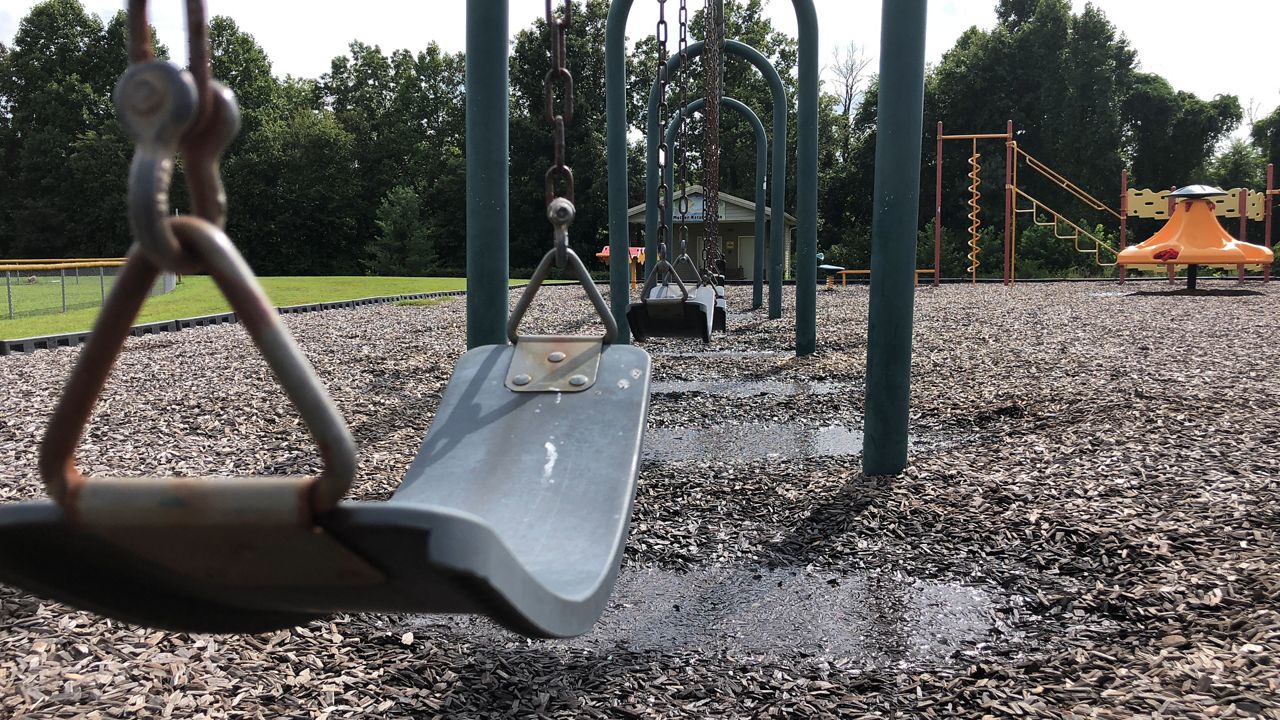 Swings remain empty while Lee County Schools are closed due to rising COVID-19 cases Monday, Aug. 16. (Spectrum News 1/Khyati Patel)