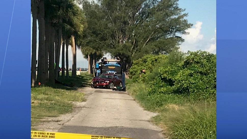 A wrong-way crash on the Courtney Campbell Causeway sent a car into the water Sunday morning, according to Clearwater Police. (Angie Angers, staff)