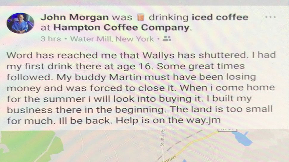 Attorney John Morgan posted on his personal Facebook page about his history with Wally's and his intention to try to save the bar. 