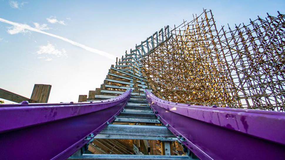 The first track pieces have been placed for Busch Gardens' new hybrid coaster. (Courtesy of Busch Gardens)