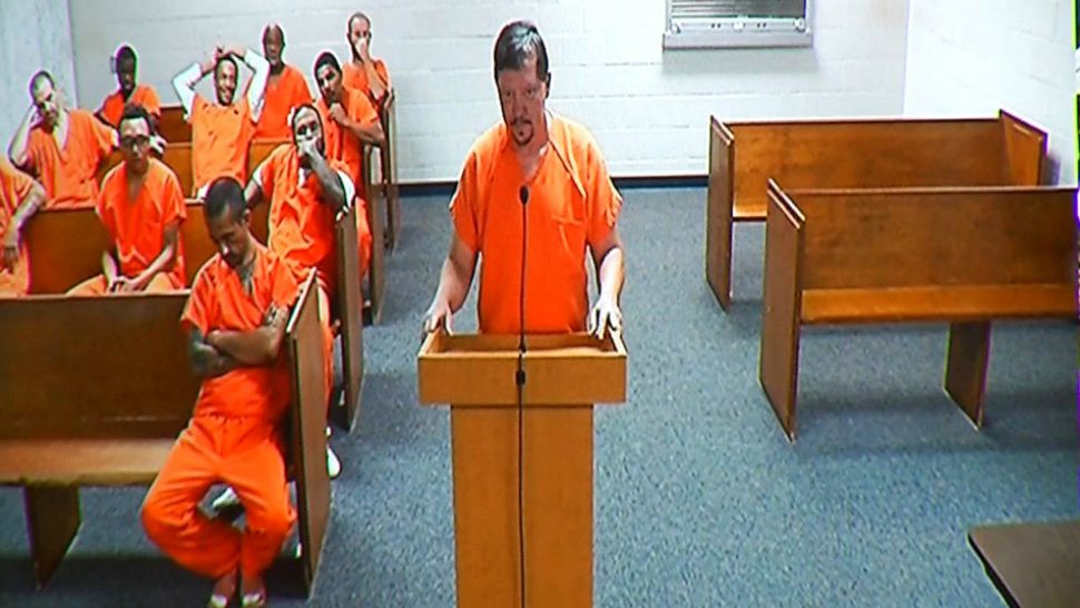 The Polk County Sheriff's Office arrested Keith Kwiatek after someone took note of Kwiatek's Facebook posts. One post said "These pigs have me down but I have plans for them." (Courtroom photo)