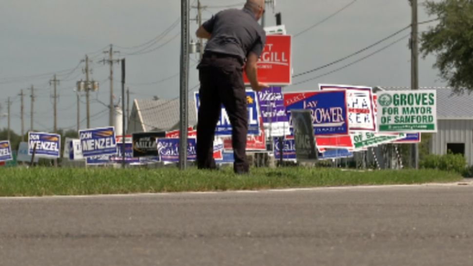 Local code enforcement officials say some campaigns are illegally posting some of those signs. (Jeff Allen, staff)