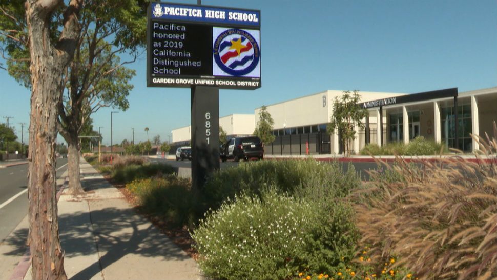 FILE photo of Garden Grove Pacifica High School where several students are under investigation after several videos surfaced of them engaging in Nazi salutes and songs. (Spectrum News)