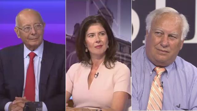 From left to right on the set of NY1 political show 