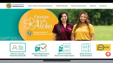 The new Department of Customer Services website features more attractive visuals and improved online tools. (Honolulu Department of Customer Services)