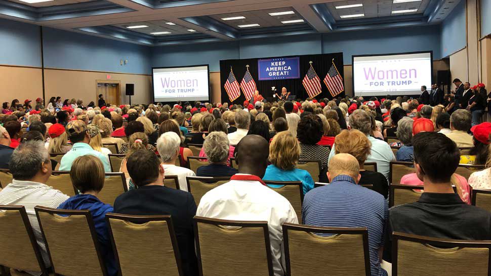 Attendees at the "Women for Trump" rally at the Tampa Convention Center, Thursday, August 22, 2019. (Laurie Davison/Spectrum Bay News 9)