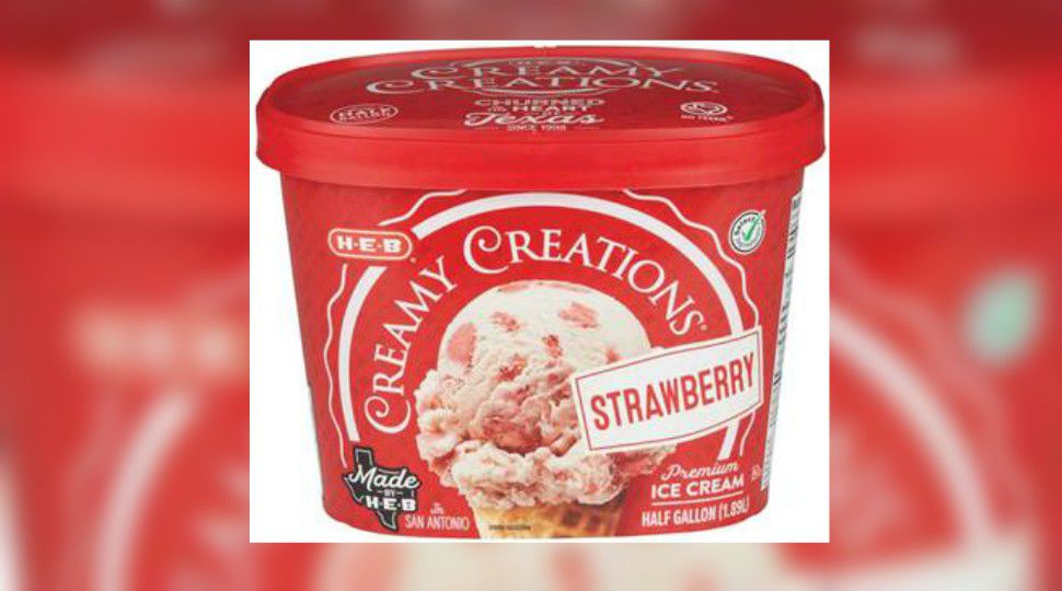 A photo of H-E-B Creamy Creations strawberry ice cream (Courtesy: H-E-B)