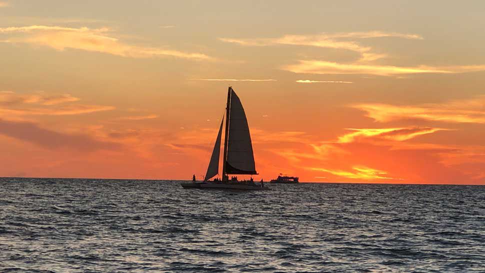 Submitted via Spectrum Bay News 9 app: A sailboat in the waters off Clearwater Beach, Friday, August 23, 2019. (Courtesy of Urvi Parmar, viewer)