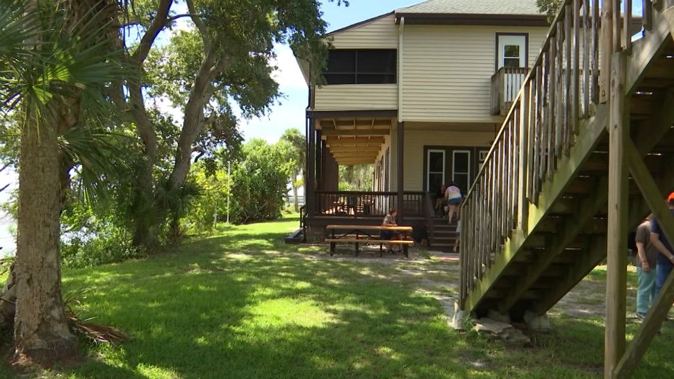 The historic Alford Lodge on Merritt Island has a beautiful view of the Banana River. But the property's dock and shoreline were severely damaged by Hurricane Irma in 2017, threatening the building. (Krystel Knowles/Spectrum News 13)