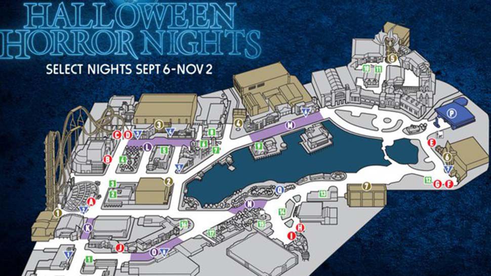 The map for Universal Orlando's Halloween Horror Nights. (Courtesy of Universal)