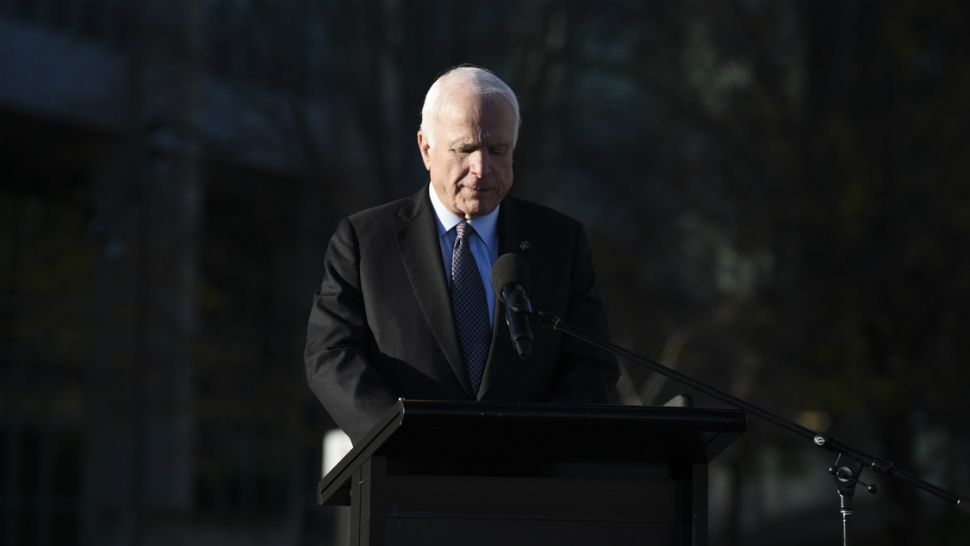 In this file photo from 2017, Sen. John McCain speaks at an event in Canberra, Australia. (U.S. Embassy in Australia)