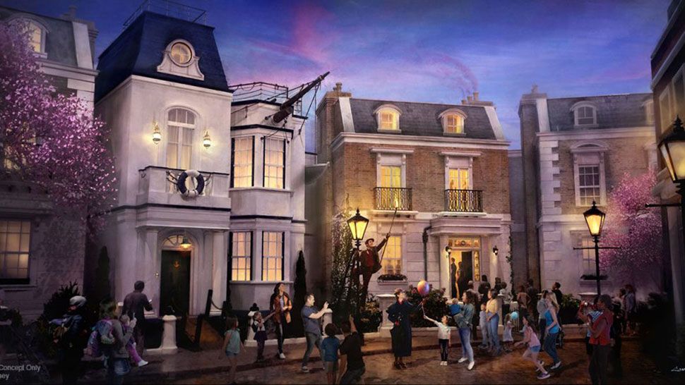 Concept art for the Mary Poppins attraction announced at the D23 Expo in 2019. (Courtesy of Disney Parks)