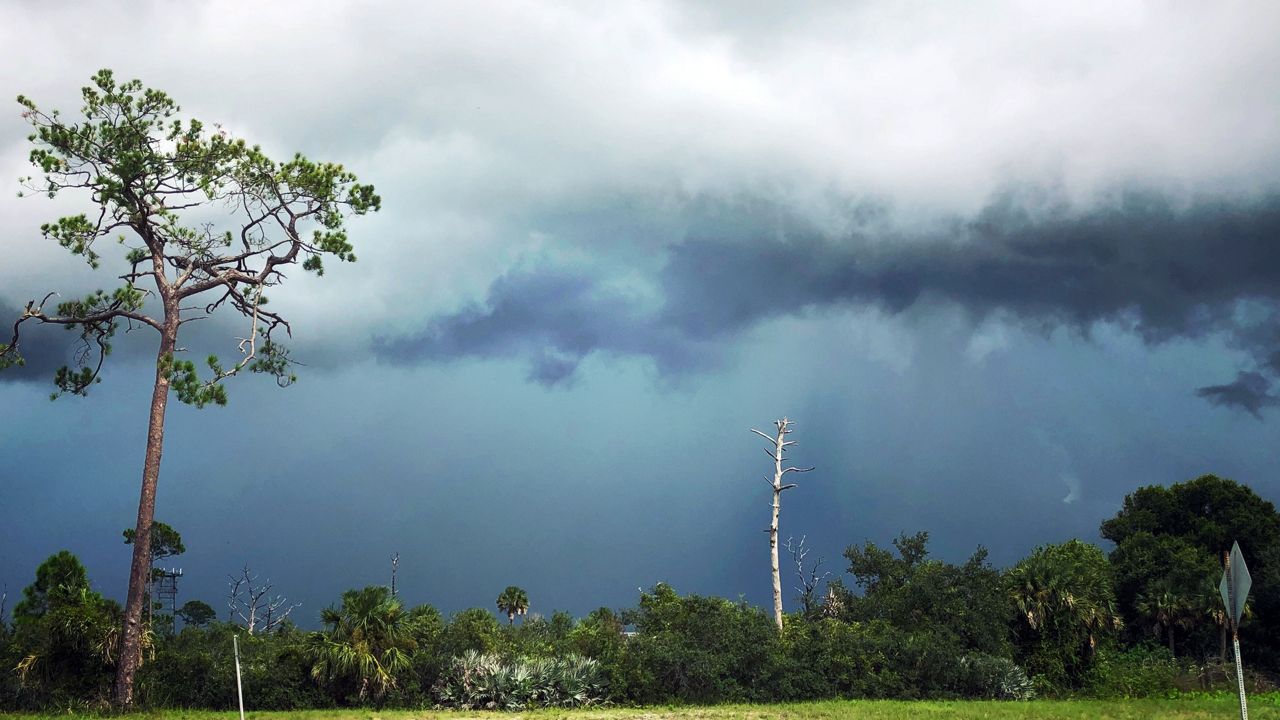 Sent to us via the Spectrum News 13 app: Storms leaving the Kennedy Space Center area Monday afternoon. (Tia Grant, viewer)