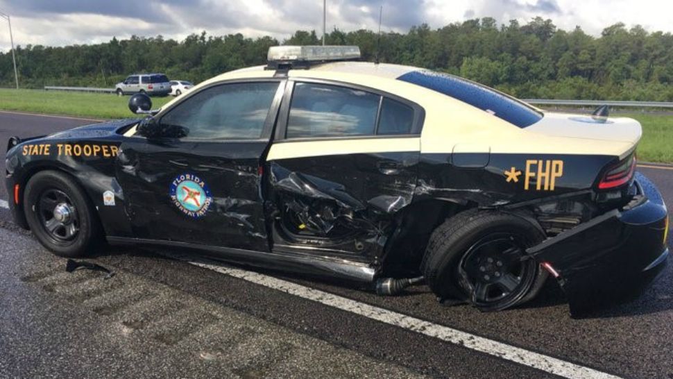 A Florida Highway Patrol trooper sustained minor injuries in a crash Wednesday morning on State Road 417. (FHP)