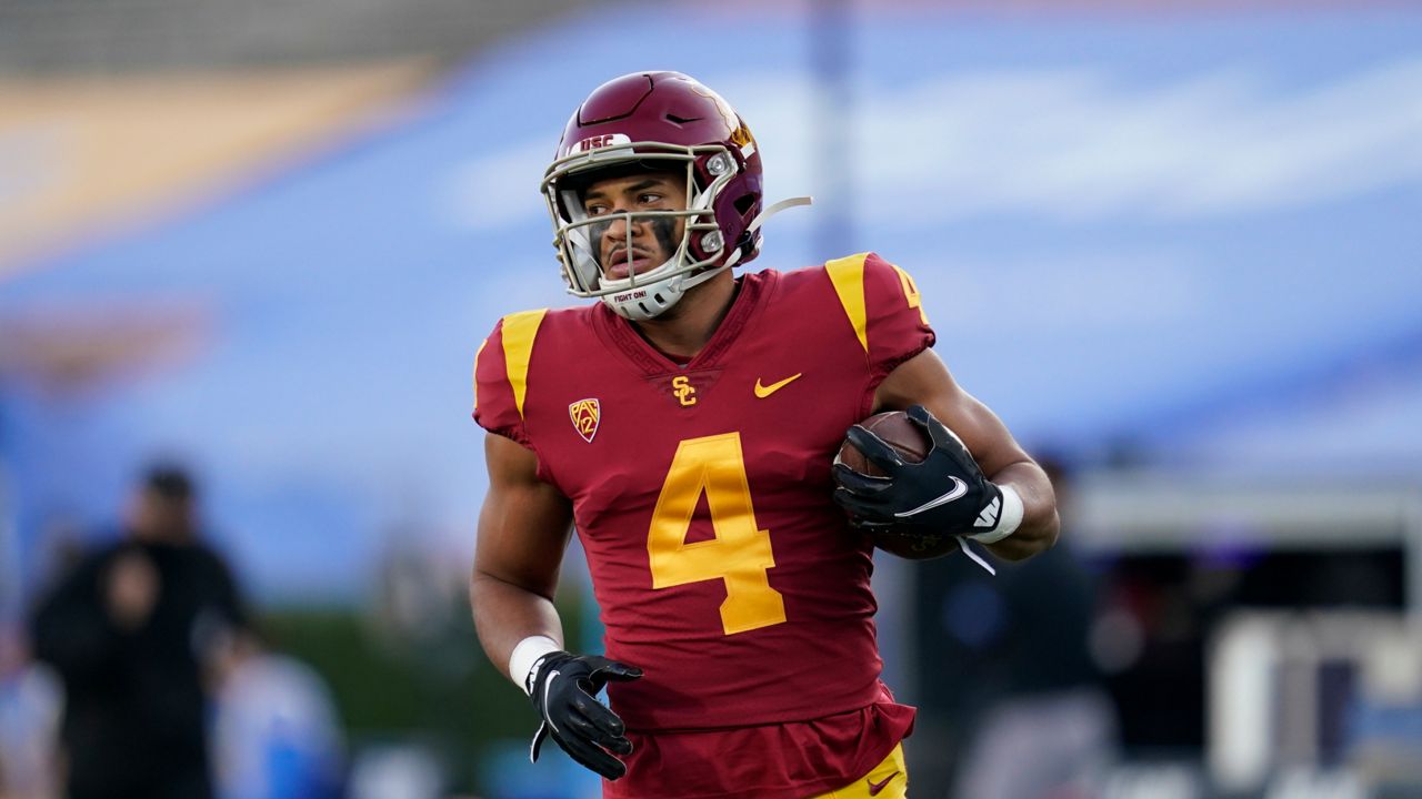 USC wide receiver Bru McCoy on Dec 12, 2020 (AP Photo/Ashley Landis)