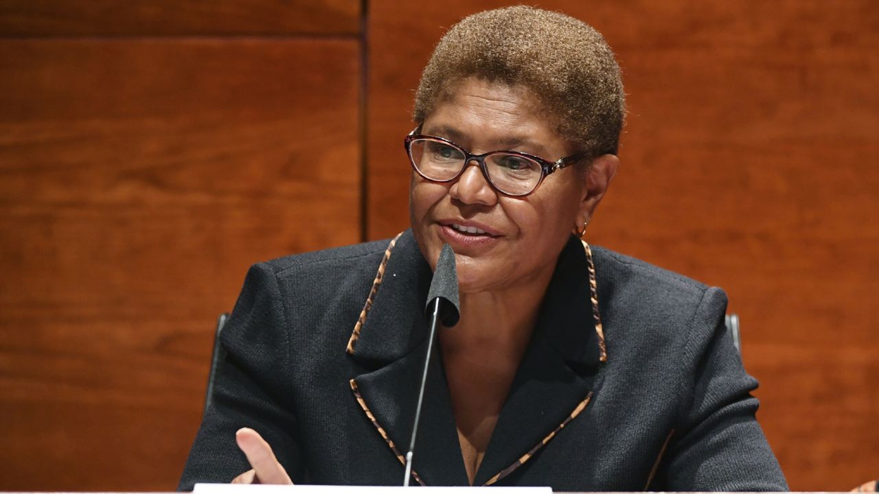 Rep. Karen Bass, D-Calif., speaks during a House Judiciary Committee meeting on Capitol Hill in Washington on June 17, 2020. (Kevin Dietsch/Pool Photo via AP)