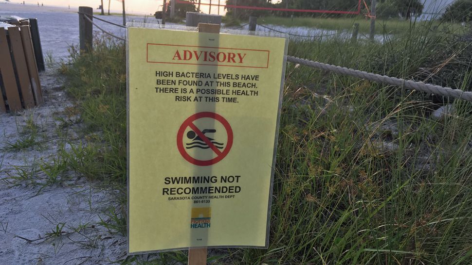 No swim advisory sign