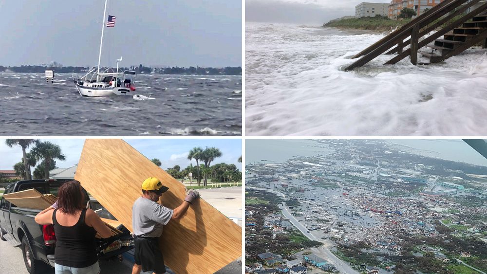 Dorian's wind field widened Tuesday as it began to make its turn north. It's caused catastrophic damage in the Bahamas. (File images)