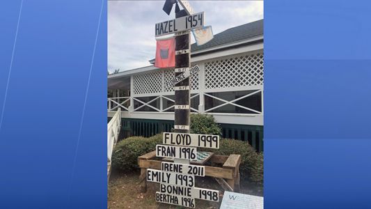 Wrightsville Beach Museum of History shows all hurricanes that have hit this area since Hazel in 1954 and a 17-foot storm surge.  (Greg Pallone, staff)