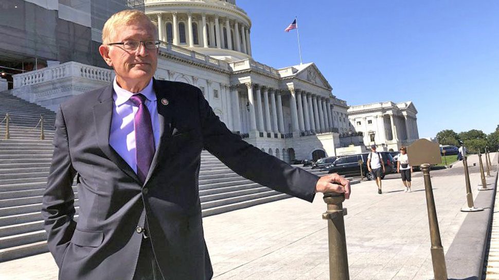 Rep. Paul Cook, R-Calif., poses for a photo outside the U.S. Capitol in Washington, Thursday, Sept. 19, 2019. Cook served 26 years as a Marine, earning two Purple Heart medals for combat wounds suffered in Vietnam. But amid his seventh year in Congress, the aching and discouraged California Republican has decided he’s endured enough (AP Photo/Alan Fram)