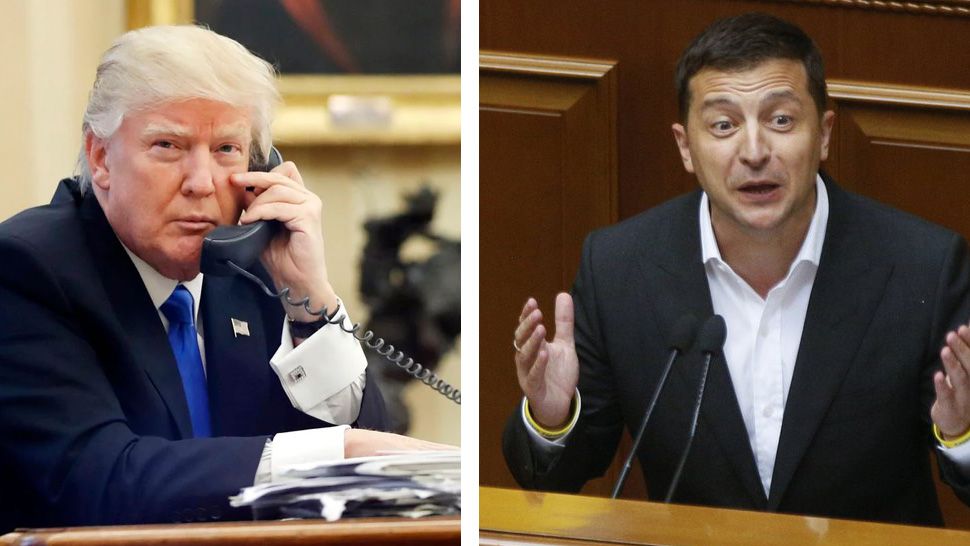 President Donald Trump and President Volodymyr Zelenskiy's phone call on July 25 has caused speculation that the president urged a foreign leader to investigate a political opponent, Joe Biden. (File photos)