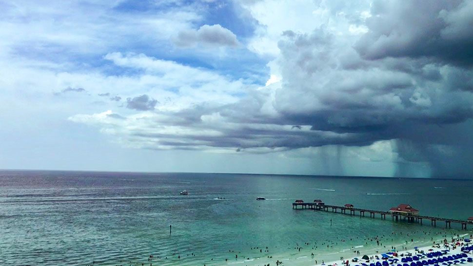 Submitted via the Spectrum Bay News 9 app: Storms move into the Clearwater Beach area, Saturday, Sept. 1, 2018. (Gibbs Wilson, viewer)