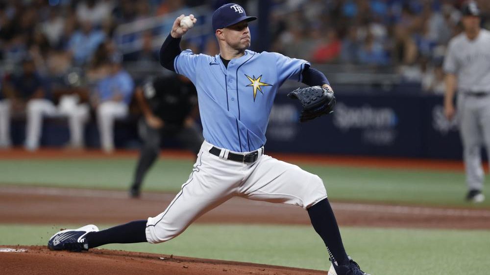 Tampa Bay Rays starting pitcher Corey Kluber during the first inning Saturday at Tropicana Field. (AP Photo/Scott Audette)