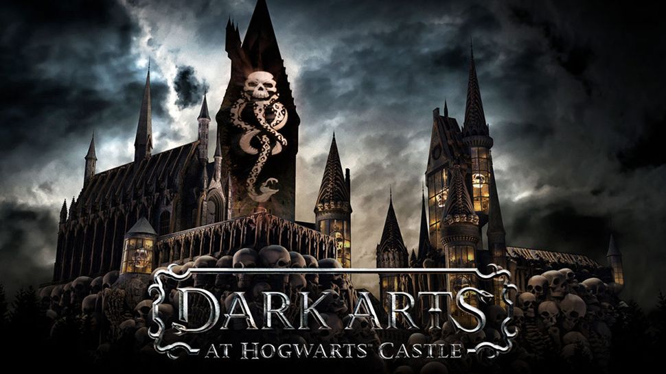 Concept art for Dark Arts at Hogwarts Castle, a new nighttime projection show coming to Universal's Islands of Adventure. (Courtesy of Universal)