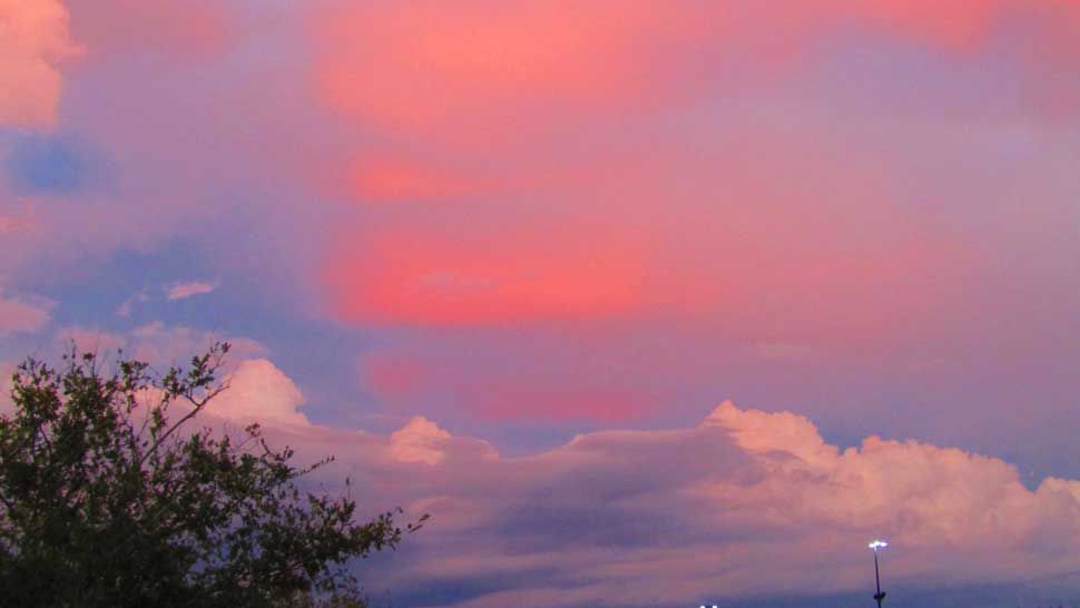 Pink sky over West Bradenton, Monday, Sept. 9, 2019. (Courtesy of Trina Mullennax, viewer)