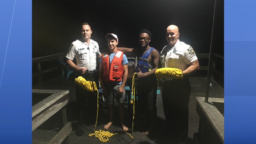 Two teenage boys stranded in their kayak were rescued Saturday night thanks to four quick-thinking Hillsborough County deputies. (Hillsborough County Sheriff's Office)