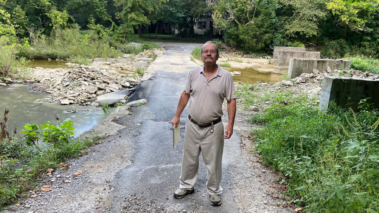 When Indian Creek gets too high, Stephen Lathrem is unable to leave him. (Spectrum News 1 KY/Adam K. Raymond)