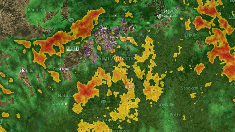 San Antonio radar shows storms expected to hit Friday, Sept. 7 afternoon into the evening. (Spectrum News Photo)