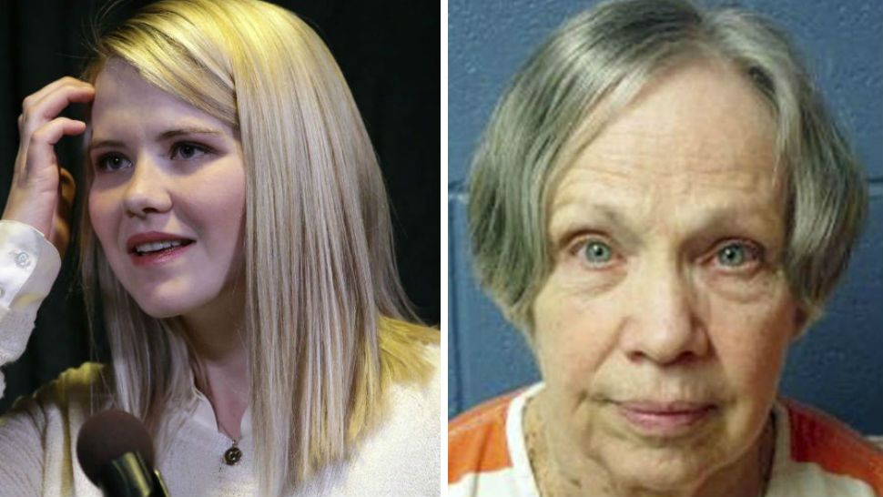 FILE - In this April 24, 2015, file photo, kidnapping survivor Elizabeth Smart (left) looks on during a news conference in Sandy, Utah. (AP Photo/Rick Bowmer, File) FILE - This April 8, 2016, file photo, provided by Utah State Prison shows Wanda Barzee (right). (Utah State Prison via AP, File)