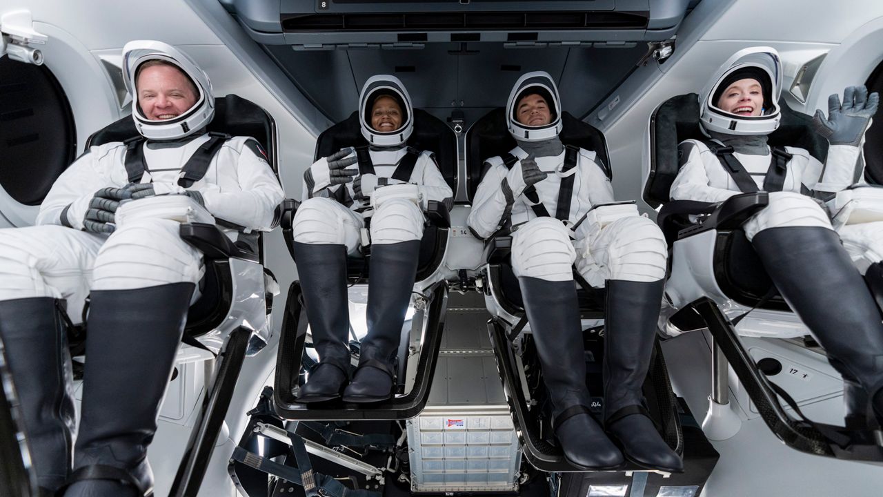 The crew of the SpaceX Inspiration4 mission, from left to right: left to right: Chris Sembroski, Sian Proctor, Jared Isaacman and Hayley Arceneaux. (SpaceX)