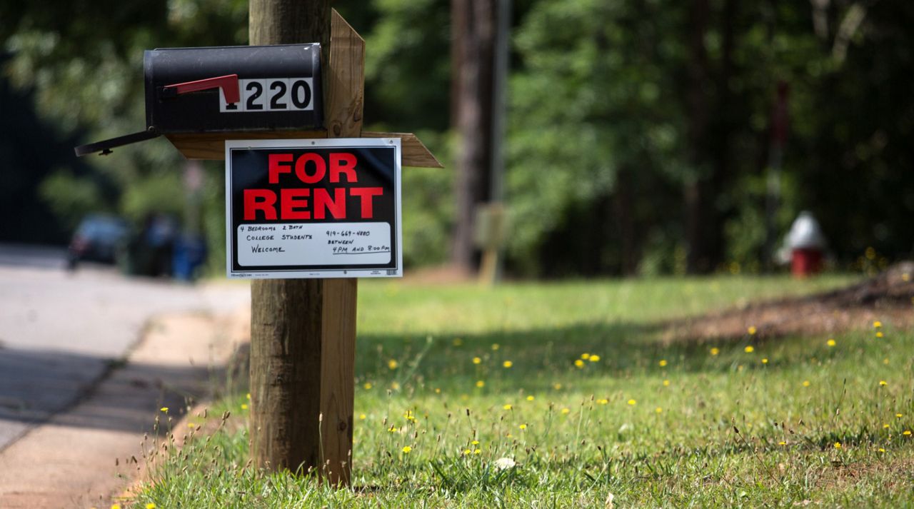 A "For Rent" sign on a street mail box. (Spectrum News 1/File)