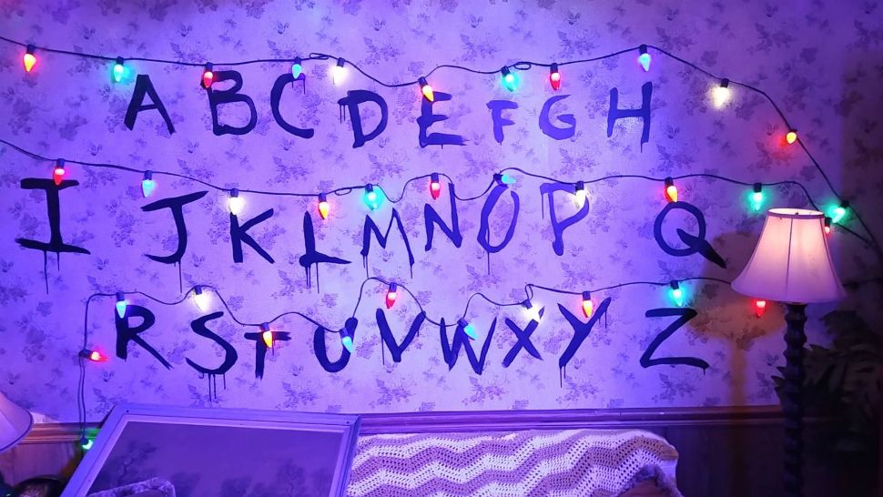 Inside Joyce Byers' living room in the 'Stranger Things' haunted house at Universal Orlando's Halloween Horror Nights 28, which recreates scenes from the show. (Ashley Carter/Spectrum News)